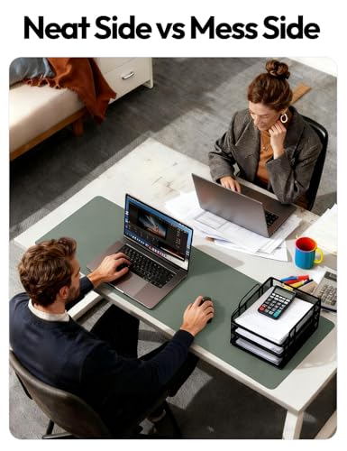 Image of YSAGi Leather Desk Pad Protector, Office Desk Mat, Large Mouse Pad, Non-Slip PU Leather Desk Blotter, Laptop Desk Pad, Waterproof Desk Writing Pad for Home (23.6 inch x 13.8 inch, Dark Green)