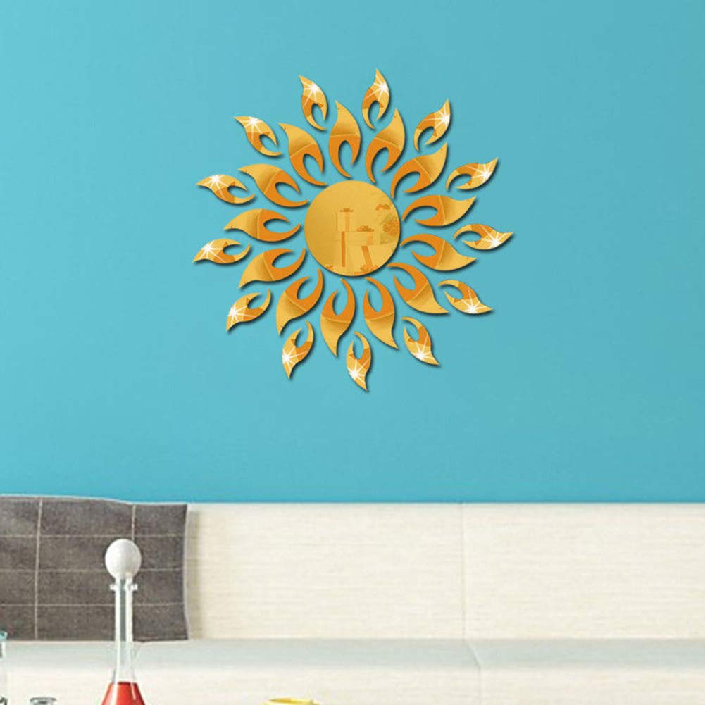 Adesivo Murale 3D Girasole In Acrilico - Decorazione Per Soggiorno, Camera Da Letto, Oro