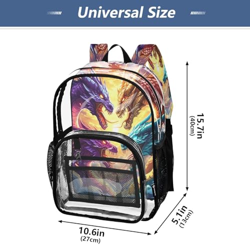 Cloud Dragon Clear Backpack Heavy Duty See Through Transparent PVC BookBag for Kids Boy Girl School Work4