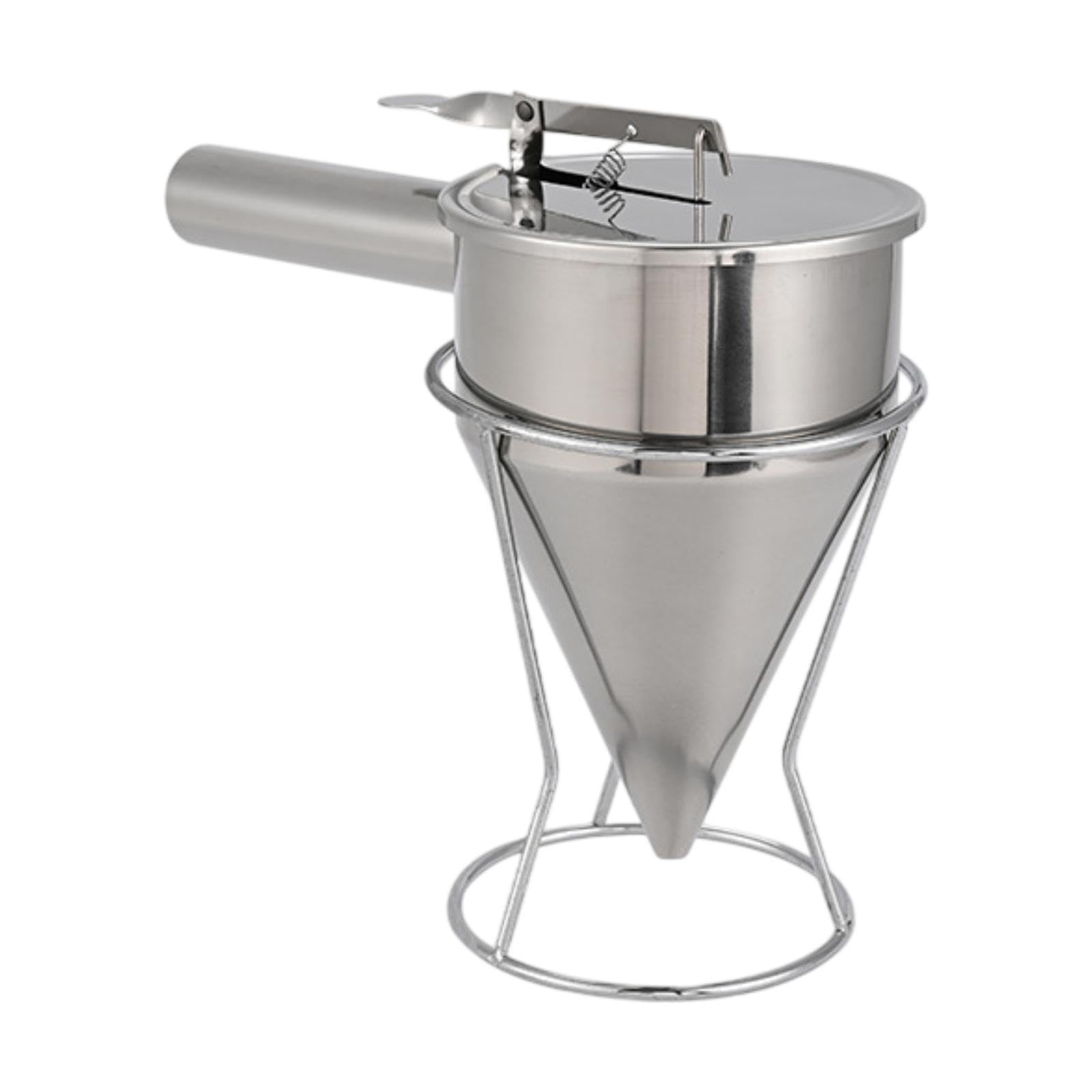 Dispenser in Acciaio Inox per Frittelle a Imbuto con Supporto, Ideale Anche per Muffin E Polpette a Forma di Polpo, Bocca 14mm