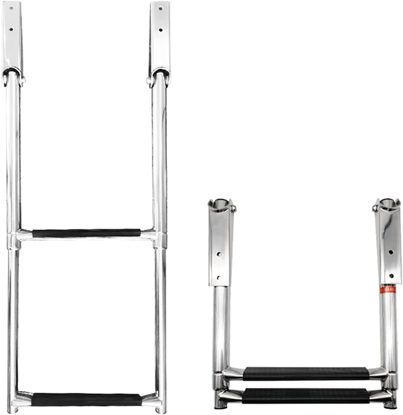 Boat Ladders 4/3/ 2 Step Folding, Stainless Steel Telescoping Extension Swim Step Ladder for Yacht/Swimming Pool, Easy to Install, Loads 330lbs (Color : 2 Step)