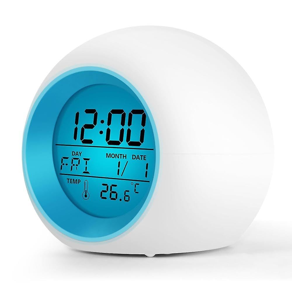 JOYHAPPST Kids Alarm Clock - Wake Up Light Digital Clock With 7 Colors Changing, Press Control And Snooze Fun