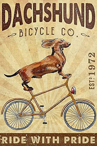 Cusde Dachshund Dog Bicycle Company Ride With Pride Metal Signs