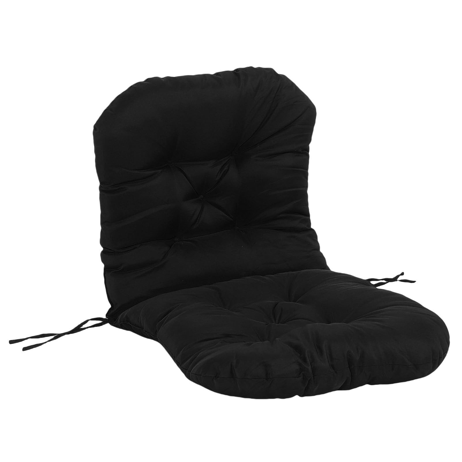 Cojín Grueso para Mecedora con Lazos, a Prueba de Lluvia, Cojín de Asiento a Prueba de Sol para Interiores y Exteriores, 39,4x19,7 Pulgadas (Negro)