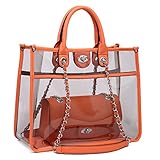Large Clear Tote Bag Stadium Approved Women Clear Purse for Stadium Events Crossbody 2 in 1 Shoulder Work Bag