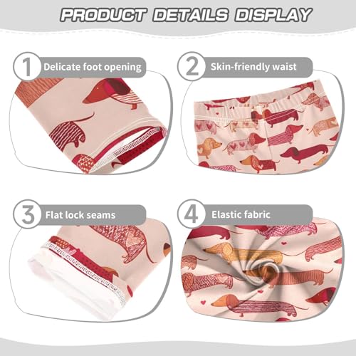 Red Heart Dachshund Girls Leggings Soft Stretch Workout Yoga Dance Pants for Kids Casual Tights3