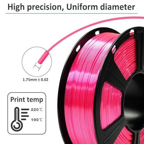 Image of GIANTARM 3D Printer PLA Filament, Shiny Silk Rose Pink Magenta Toughness Enhanced Filament with 1.75mm Dimensional Accuracy + /-0.03mm, 1080 Feet per Roll, Vacuum Packaging, for Most 3D FDM Printer