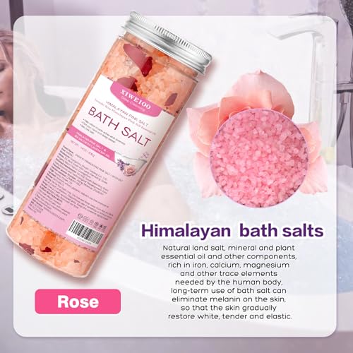 Bath Salts Set -56 oz, Pack of 4 Natural Epsom Salt for Soaking Rose Salts kit - Essential Oils Relaxes and Better Sleep Himalayan Pink Salt Foot Soak Tea Tree Oil for Women - Image 5