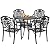DWVO 5 Piece Outdoor Furniture Cast Aluminum Patio Dining Sets, All-Weather Patio Bistro Sets with 4 Chairs, 35 Inches Round Table with Umbrella Hole, Adjustable Feet for Balcony Backyard Deck Garden