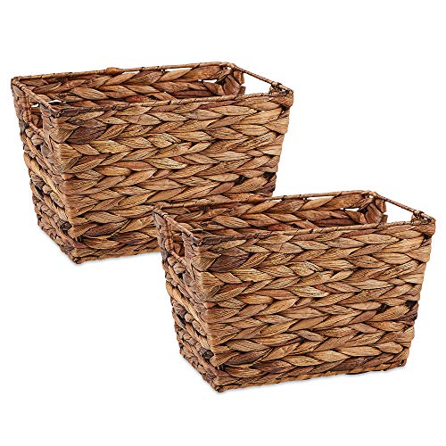 DII Hyacinth Collection Storage Baskets, Dark Brown, Medium Set, 2 Piece