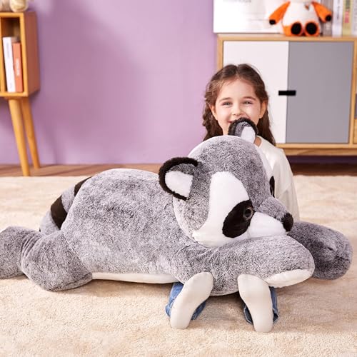 Image of IKASA Giant Raccoon Plush Animal Toys, 78 cm Large Raccoon Cute Fluffy Plush Big Soft Animals, Gifts for Children