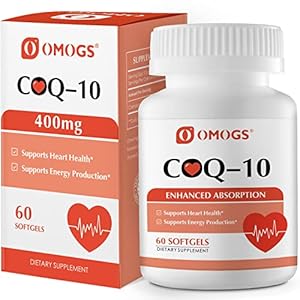 CoQ10 400mg Softgels, Coenzyme Q10 High Absorption Supplements Support Heart Health, Cardiovascular Health, Immune System & Cellular Energy Production, Gluten Free, 60 Softgels