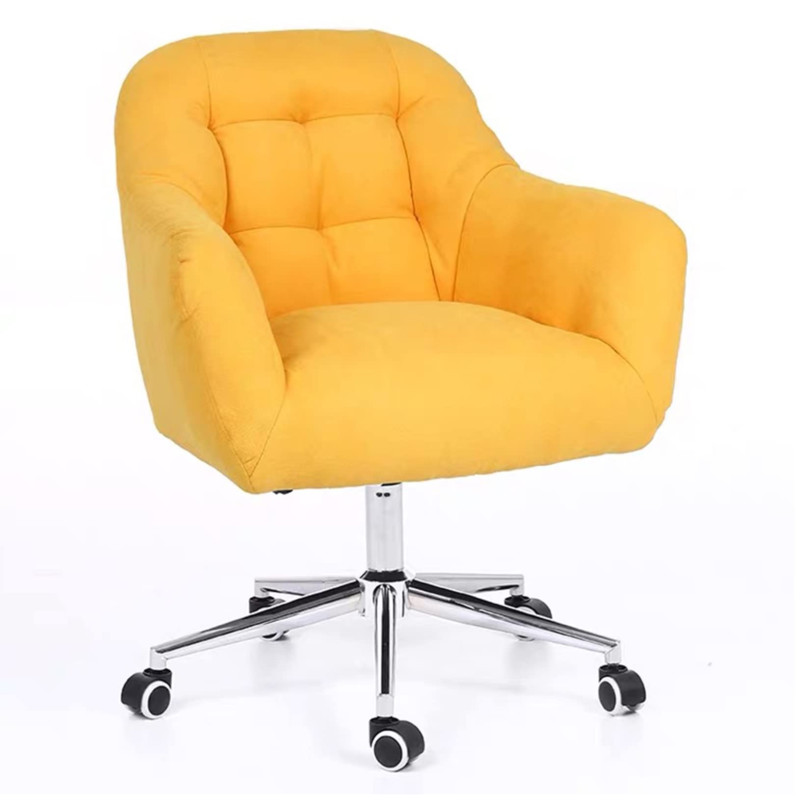 Chaise de bureau pivotante velours jaune confortable salon étude
