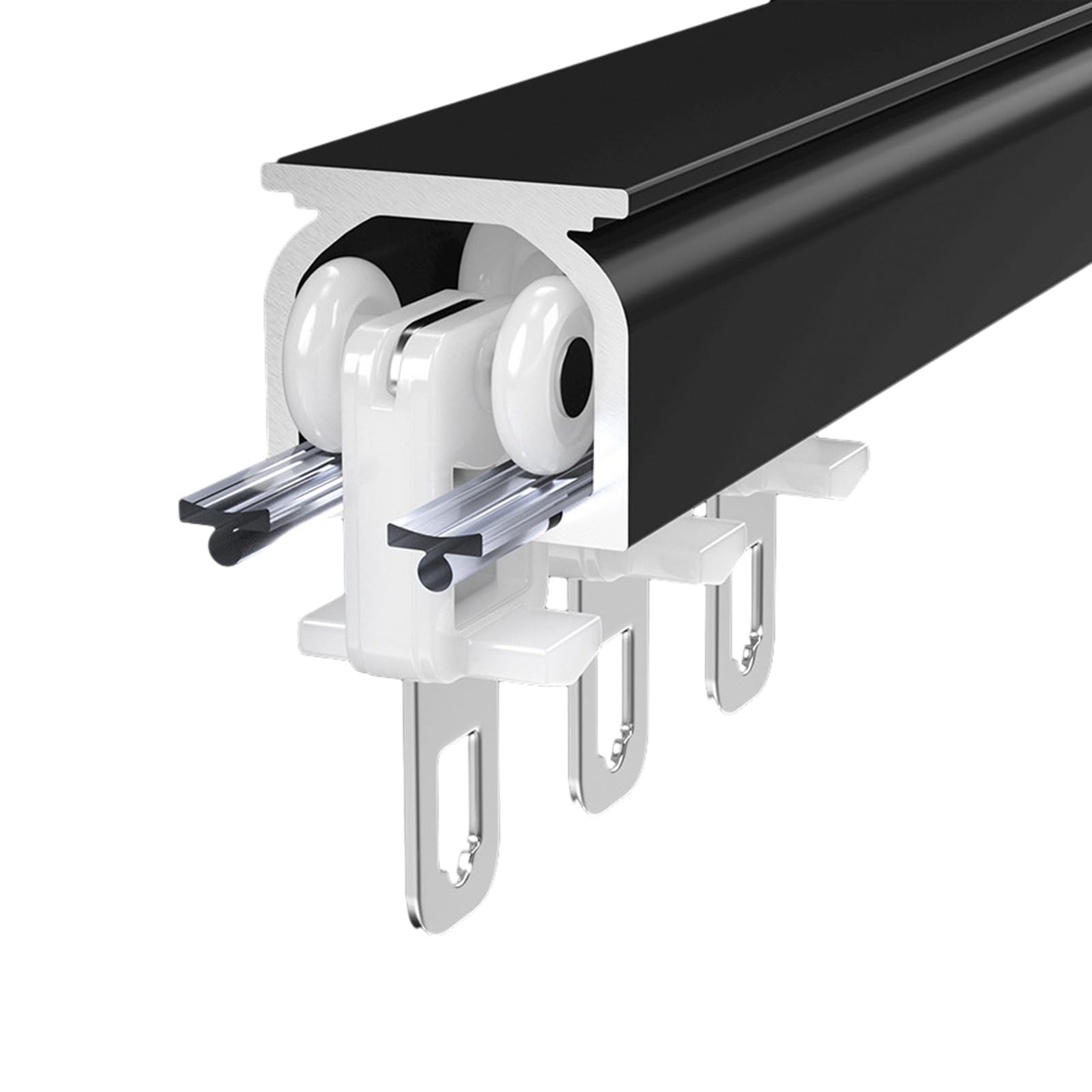 Ceiling Curtain Track, Ceiling Mounted Curtain Rail for Curtains, Aluminum Ceiling Track for Curtain Rail Ceiling Wall Mount, Heavy Duty Sliding Curtain Track System Set for RV ( Color : Black (Top Mo