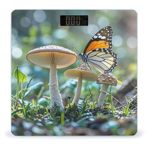 Báscula Digital Butterfly Mushroom de Vidrio Templado