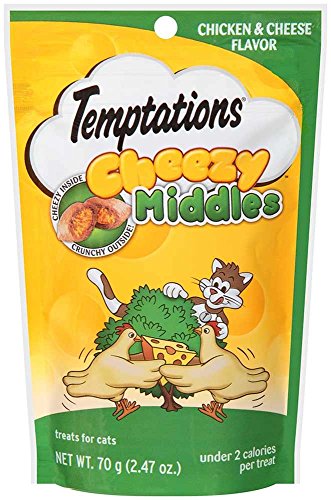 DISCONTINUED: TEMPTATIONS Cheezy Middles Treats for Cats Chicken and Cheese Flavor 2.47 Ounces (Pack of 12)