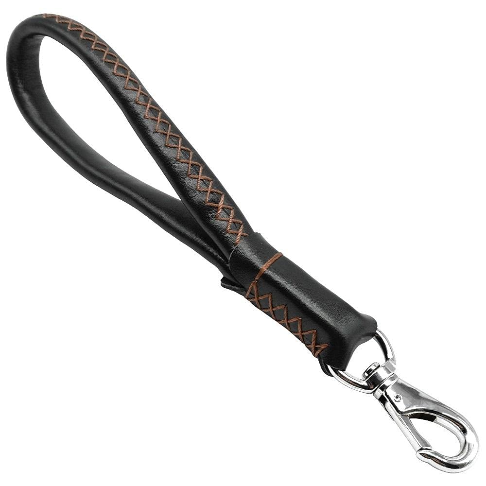 Correas Cortas for Perros, Correa de Cuero Resistente, Corta for, tránsito for Grandes, Entrenamiento y Paseo, marrón Pesado(Black)