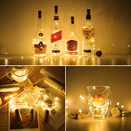 Lihiton Wine Bottles String Lights,6 Packs Micro Artificial Cork Copper Wire Starry Fairy Lights, Battery Operated Lights For Bedroom, Parties, Wedding, Decoration(6 Packs 2M/7.2Ft Warm White) #TOP3