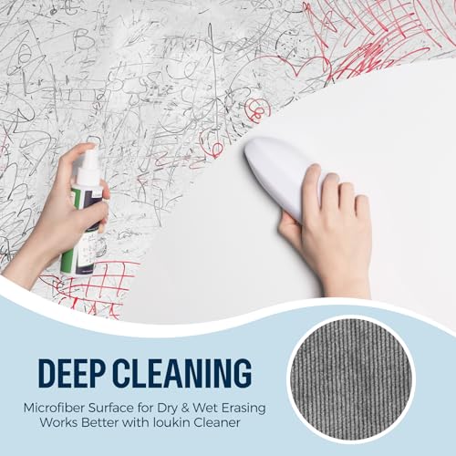 Image of loukin Double-Sided Replaceable Whiteboard Eraser with Cleaner, White | Dual-Surface Cleaning, Replaceable Pad, Precision Erasing, Magnetic Storage Holder, AP Certified Cleaner, Dry & Wet Erasing
