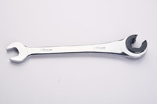 FLZOSPER Llave de tubo métrica de fijación de 0.669 in, llave de extremo abierto de trinquete de tubería de cabeza fija, llave combinada de trinquete