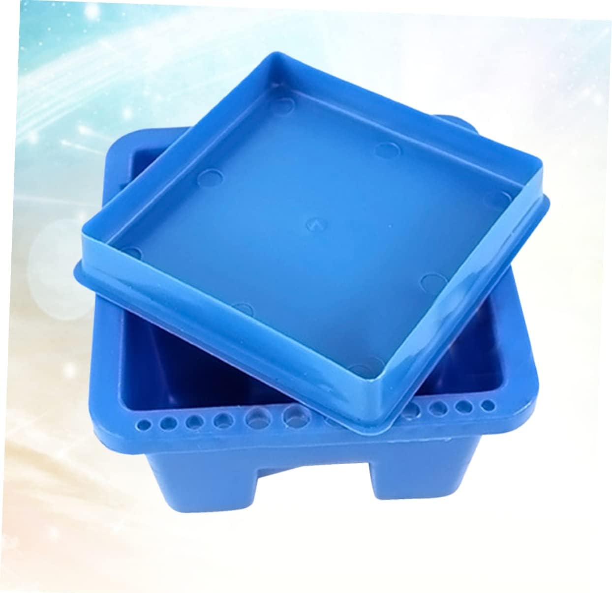 Lurrose 2pcs Blue Plastic Brush Washer Bucket Slots Multi-functional Square Paint Brush Cleaner for Students and Artists for Watercolor and Oil Painting Supplies