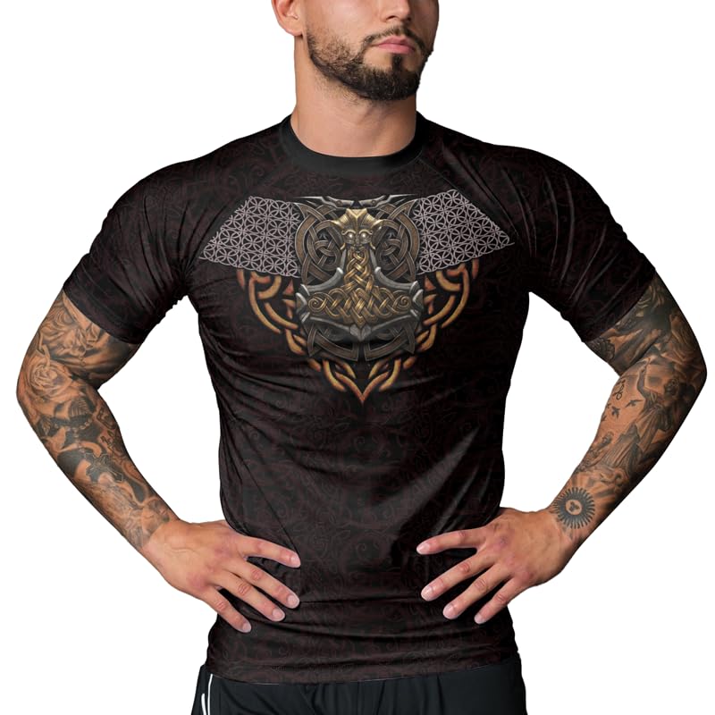 Viking Rash Guard Short Sleeve Baselayer Skin Performance Fit Compression Shirt BJJ MMA Grappling Training4
