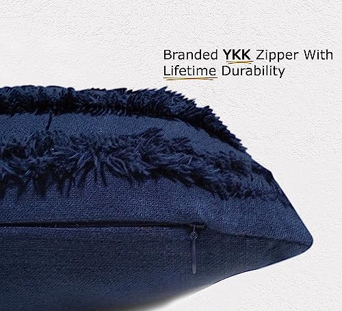 Image of mosey 12x18 Cushion Covers Set of 2 | 100% Cotton Rectangle Cushion Covers for Sofa, Bed | Boho Rectangular Shape Cushion Covers 12 inch x 18 inch Navy