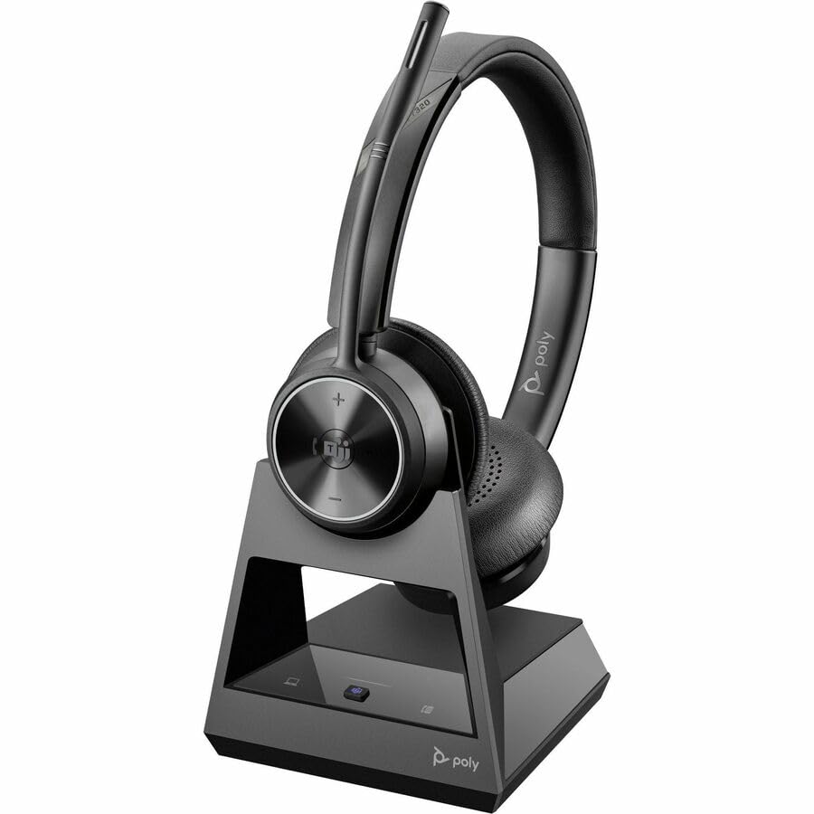 Poly Savi 7300 Office Headset - Stereo - Wireless - DECT 6.0-590 ft - 20 Hz to 20 kHz - Over-The-Head - Binaural - Ear-Cup - Noise Cancelling Microphone