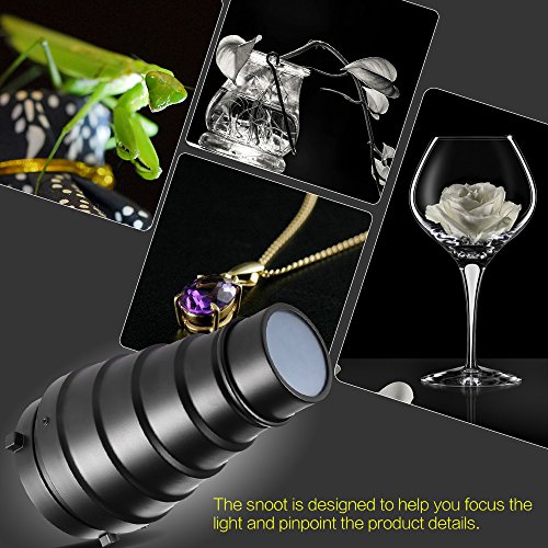 Image of Andoer Photographic Lighting Monolights Bowens Mount Snoot Optical Snoot Metal Conical Snoot with Honeycomb Grid 5pcs Color Filter Kit for Bowens Mount Studio Strobe Monolight Photography Flash