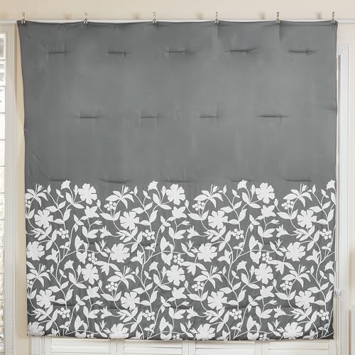 Dintszyayue Grey Comforter Set Queen Size, 7 Pieces Floral Bed in a Bag for Queen Size Bed, Soft Microfiber Flower Leaves Bedding Set for All Season - Image 6