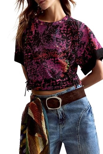 DESIGUAL T-SHIRT MANICHE CORTE DONNA VIOLA