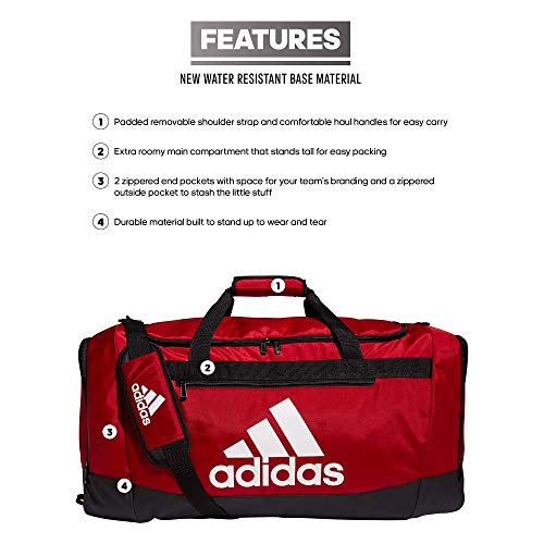 adidas Defender 4 Large Duffel Bag, Team Power Red, One Size
