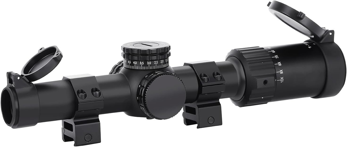1-6x24 Rifle Scope 1-10x24 LPVO Optics Hunting Scope Red and Green Illumination BDC Reticle Crosshair 24mm Lens Includes 30mm Diameter Mounts