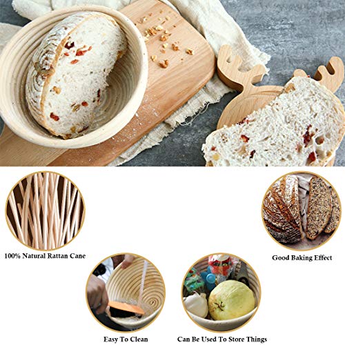 Cesta de Prova de Pão Redonda Souarts para Padeiros Profissionais Inclui Forro de Linho de Massa e T