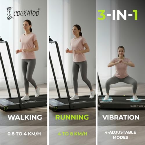 Image of Cockatoo Smart Vibe 4.0, 2 HP-4 HP Peak Vibration Walkpad Treadmill with Fat-Burning Massage Vibrator for Home, Max User Weight 120 Kg