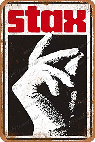 Stax records Carteles de chapa vintage Cartel de chapa Retro Letrero de metal Placa Arte Decoración de pared 8 × 12 Pulgadas