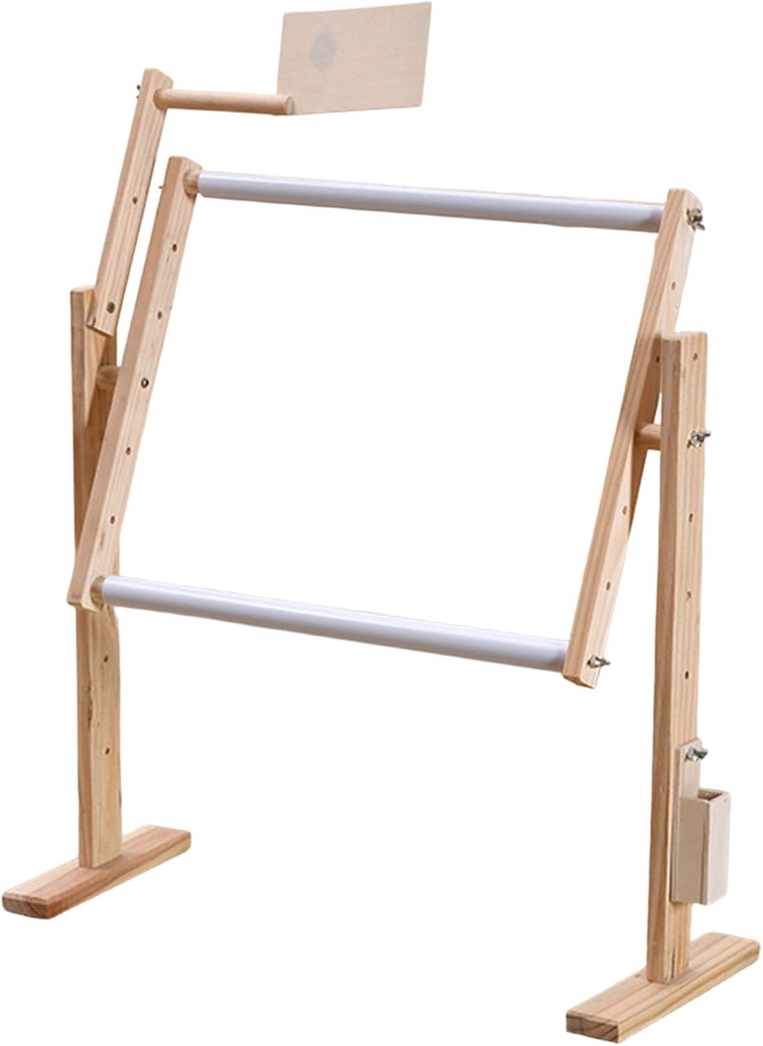 BAFOVY Adjustable Embroidery Stand, Pine Wood Craft Sewing Frame with Tilting Rotating Height Adjustments, for Floor Table Stands Small to Large Needlework Projects