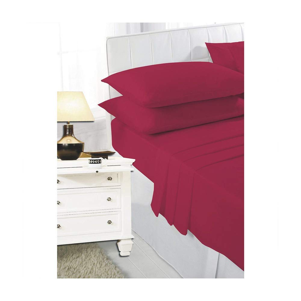 Flat Sheets Polycotton Bed Sheets King Size Kingsize Bed Poly Cotton Bedding, Red