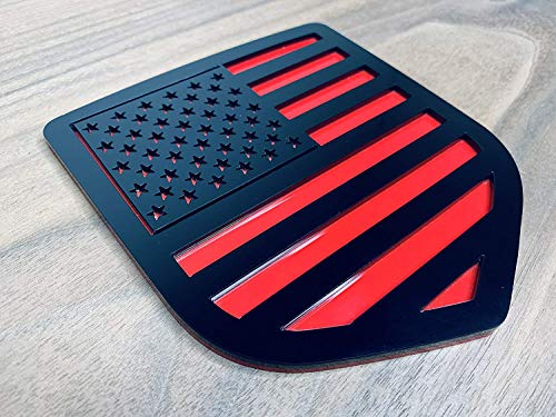 300 Industries Tailgate Emblem Badge for Dodge Ram 1500 2500 3500 (2009-2018, American Flag - Black over Red)