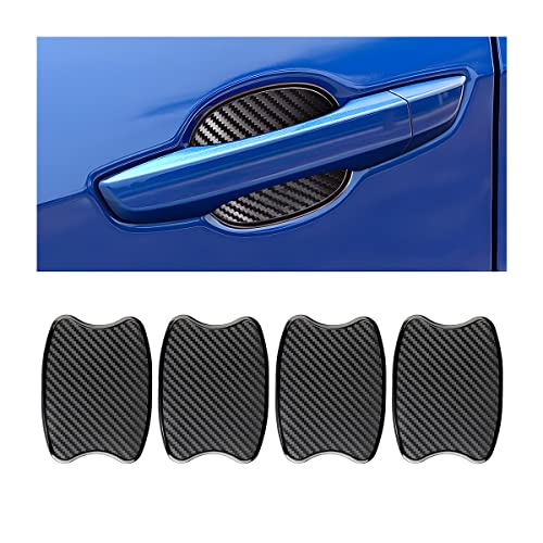 4Pcs Car Door Handle Stickers, 3D Carbon Fiber Texture Auto Door Cup Protective Film, TPU Scratch Protector Cover Guard Pad, Universal for Most Models (2.95''3.93'')