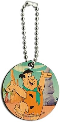 The Flintstones Fred Character Wood Wooden Round Keychain Key Chain Ring