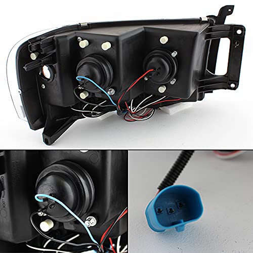 AKKON - For Dodge Ram 1500 2500 3500 Smoked Lens Halo Projector LED Headlights + Black Smoke Tail Lights Lamps