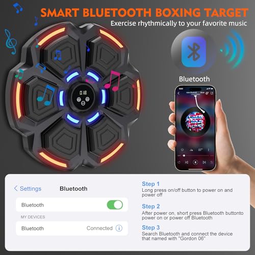 snawowo Music Boxing Machine für Erwachsene - LED Licht Bluetooth Musikboxing Maschine mit Boxhandschuhen Elektronische Boxmaschine mit Musik Boxen mit 9 Geschwindigkeitsmodi und Zählmodus (Schwarz)