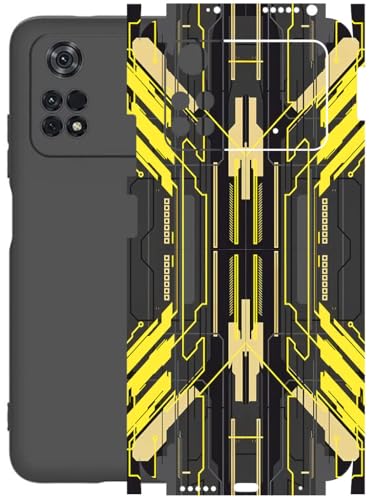 Image of AtOdds - Full Body Back Screen Guard Protector Film - Lamination Wrap Skin Sticker Compatible with Poco M4 PRO (4G) | Scratchproof Matte Finish (Cyber Yellow)