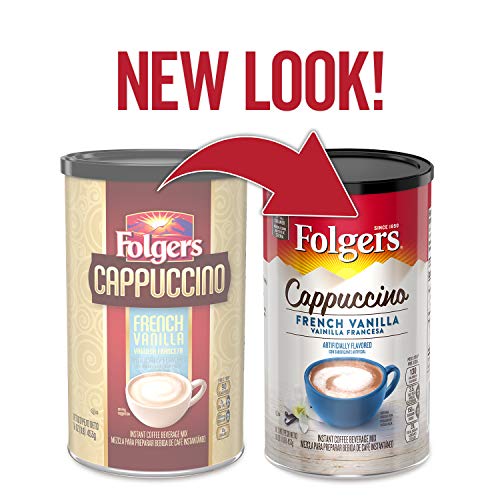 Folgers Cappuccino French Vanilla Instant Coffee Beverage Mix, 16