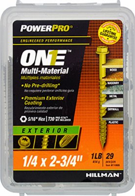 Hillman POWERPRO ONE 1/4 in. x 2-3/4 in. L Star Hex Washer Head Bronze Steel Multi-Material Screw