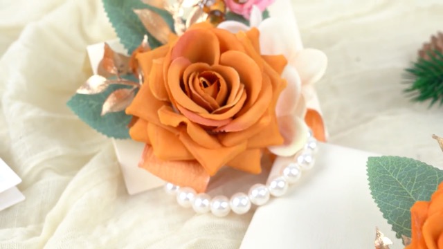 フラワー・ガーデニング corsage no.766 Amazon.com: Weslymoo Burnt Orange Rose Wrist Corsage and