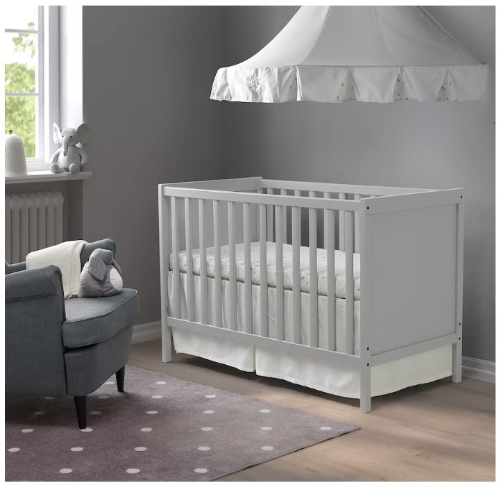 IKEA - SUNDVIK (Grey) Baby Cot, Baby Crib, Crib Frame, Infant Crib