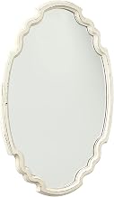 Vintage Sculpted Oval Mirrors for Wall Decor 24", Distressed White Ornate Accent Wood Oval Bathroom Mirror, Rustic Wall Mounted Mirrors Decorative, Farmhouse Mirrors for Vanity Bedroom