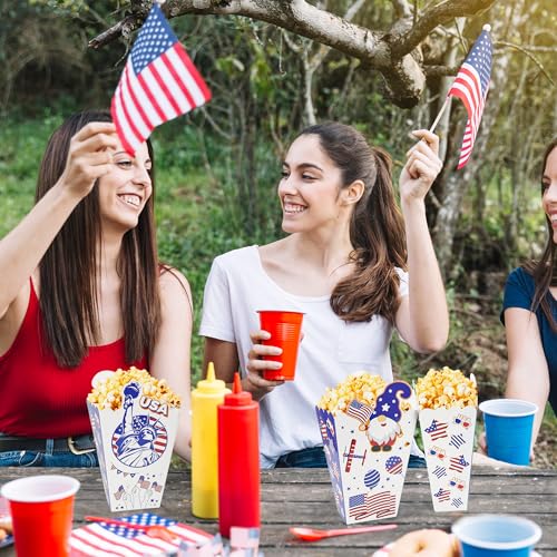 Image of 24Pcs 4th of July Party Popcorn Boxes Patriotic Party Candy Cookie Popcorn Container for Independence Day Theme Party Decorations
